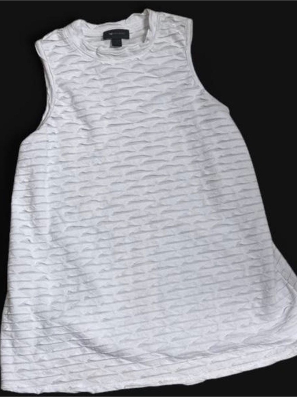 AB Studio White Textured Sleeveless Tank Top